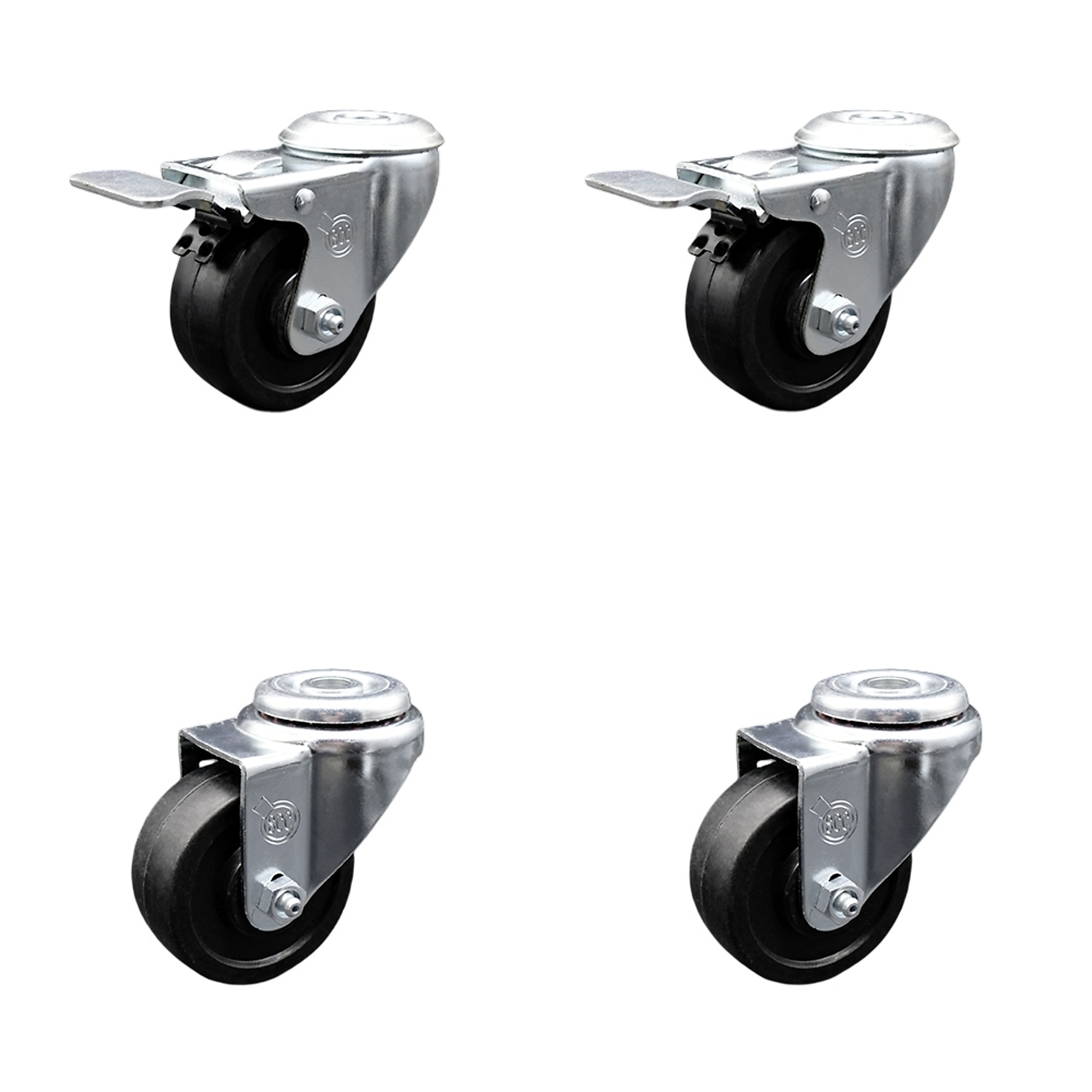 Service Caster, 3 1/2in. x 1 1/4in. Stem Casters, Wheel Diameter 3.5 in, Caster Type Swivel, Package (qty.) 4, Model# SCC-BHTTL20S3514-SRS-2-S-2